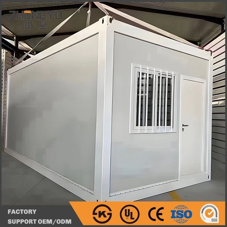 This is a prefabricated CONGTAINER house with two windows and one door.